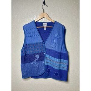 VTG Napa Valley Knit Vest Womens XL Multi Textures Country Cottagecore